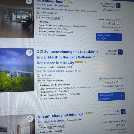 Apartment 2 Zi Sonnenwohnung Mit Luxuskueche In Der Maritim Residenz Bellevue An Der Ostsee In Kiel